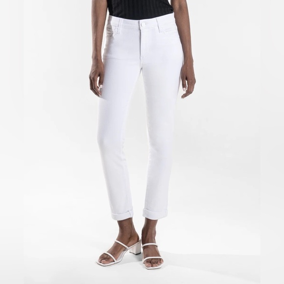 NWT KUT from the Kloth Catherine Boyfriend Jeans Optic White. Size 00 - Picture 1 of 6